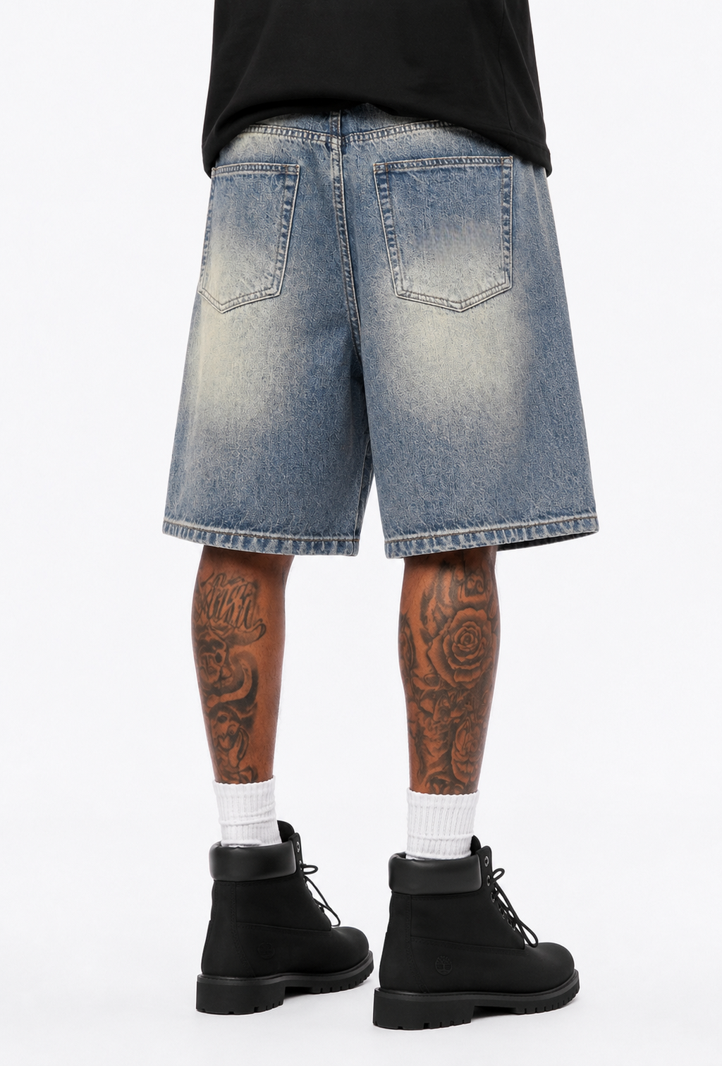 HDC Faded Distressed Baggy Denim Shorts