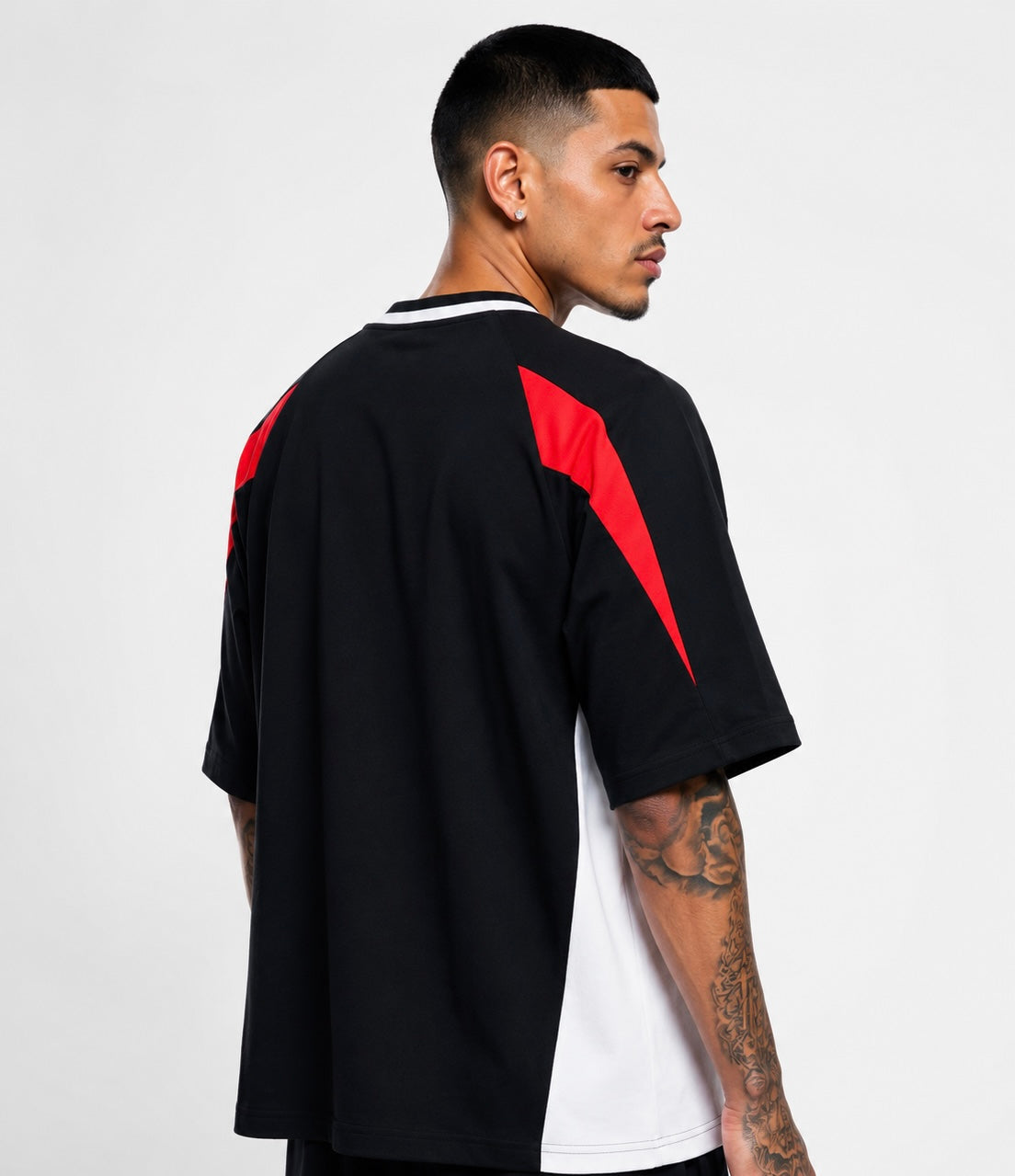 HDC Unisex Oversized Color Block V-Neck T-Shirt