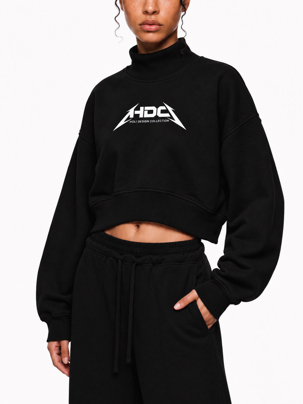 Women's Crop Mock Neck Sweatshirt