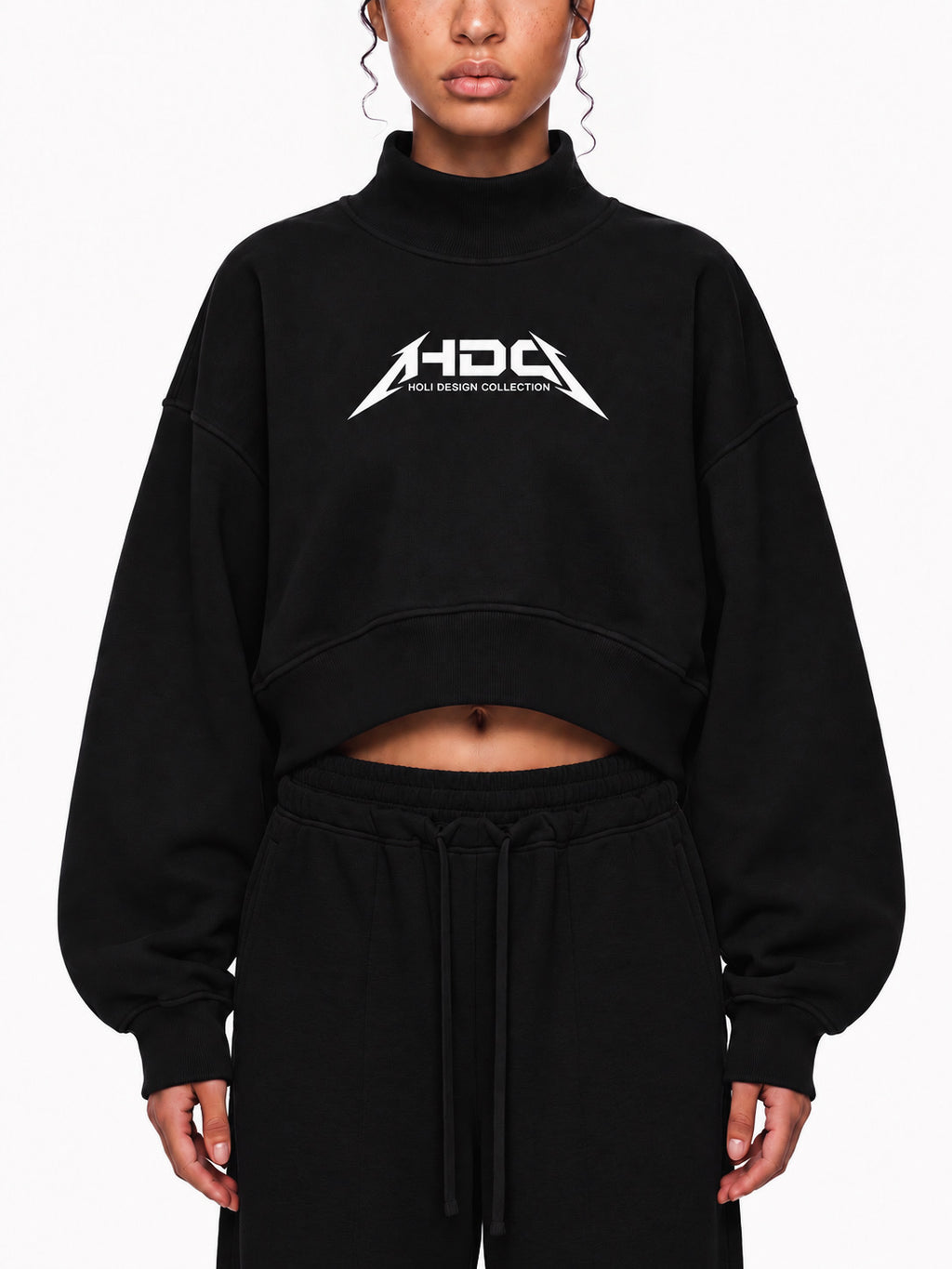 Women's Crop Mock Neck Sweatshirt